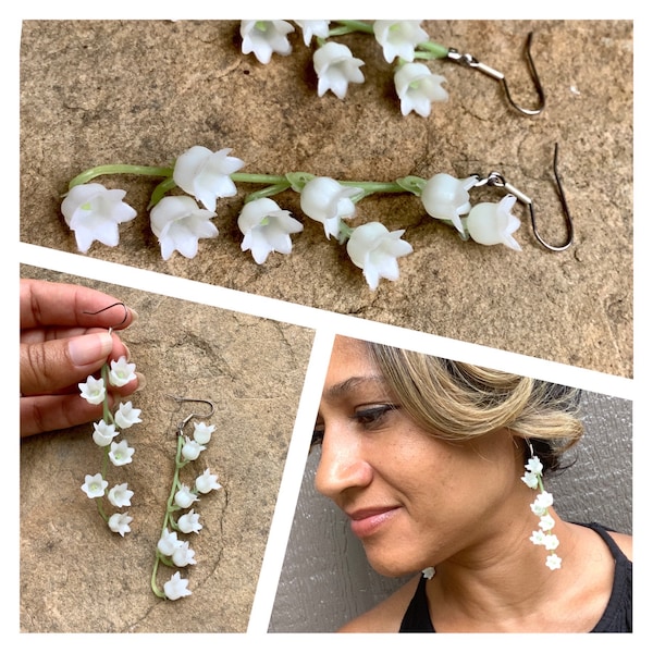 Lily of the valley earrings, statement earrings