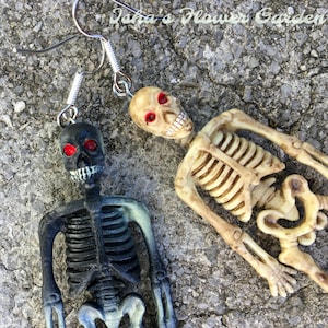 skeleton earrings, halloween earrings, toy skeleton earrings, mismatch option
