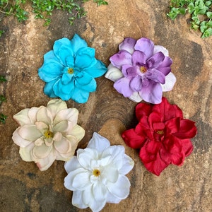 Basic Hair Flower Delphinium, red, tan, creamy white, aqua hair flower clips, great starter flower image 5