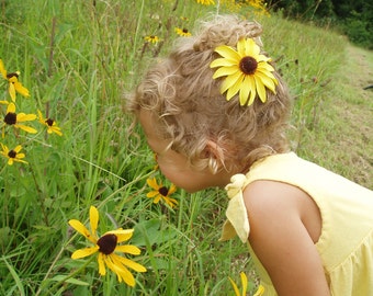 Black eyed Susan, yellow hair flower, hair clip, rudbeckia hair flower