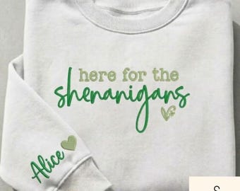 Custom Name Cuff Embroidered Hoodie For Cozy St Patricks Day OOTD Minimalist Women Pullover