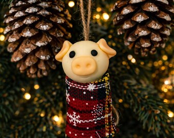 Personalized Christmas Piggy Gift with Name Card | Pig in Blanket | Custom Christmas Gift | Gift for her | Cute Holiday Keepsake | Ornament