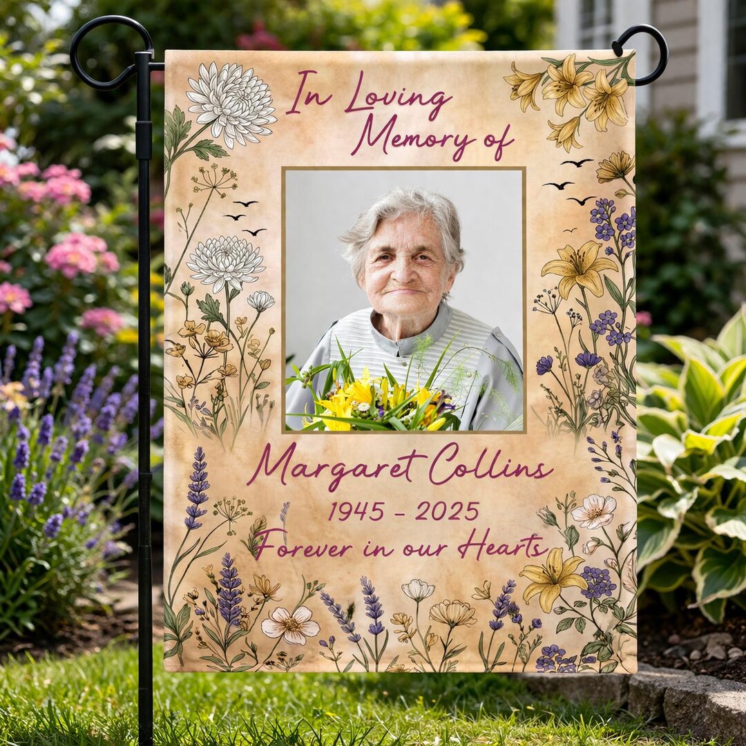 Personalized Photo Memorial Cemetery Flag, Custom in Loving Memory Flag ...
