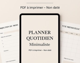 Printable minimalist weekly planner – daily organization – PDF