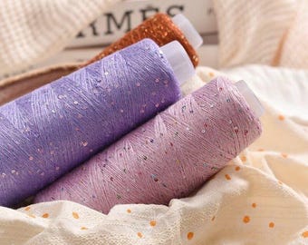 Hilo Tencel con lentejuelas y cuentas, tejido a mano, material DIY, 100 g, 2200 yardas, adecuado para crochet y tejido de barra.