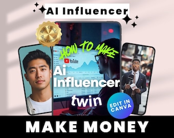 Bijgewerkte AI Twin-blauwdruk | Creëer een AI-influencer en genereer inkomsten met AI-content | Gezichtsloos systeem | Digitale gids passief inkomen