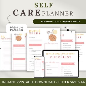 Self Care Daily Planner | Digital Wellness Planner | Mindfulness, Routine & Self Love Planner