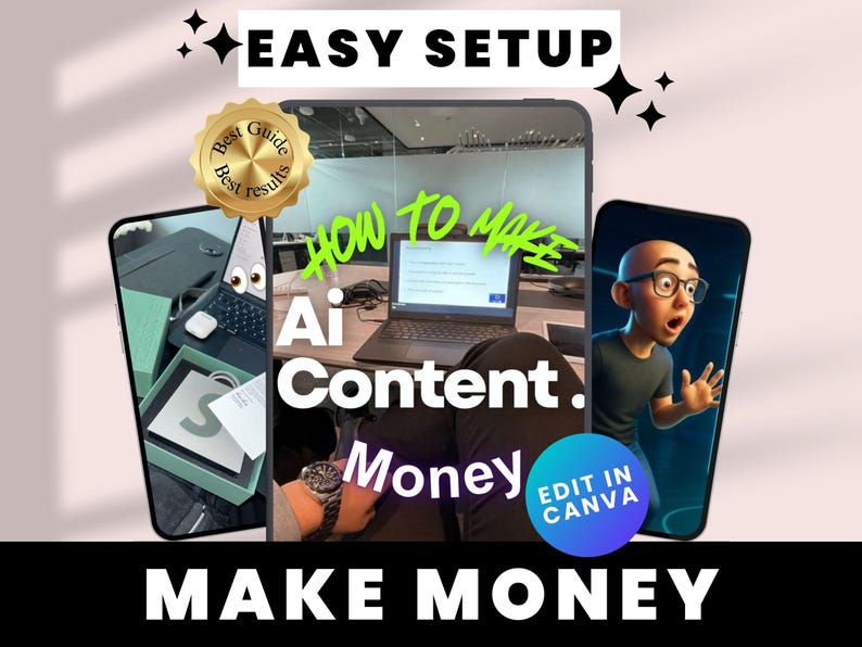 Make Money With AI Content | Faceless Income Blueprint (PDF) | Easy Setup image 1