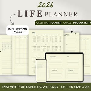 2026 Life Planner | 70+ Page Annual Planner | Weekly Monthly Planner for iPad And GoodNotes | Goal, Habit & Budget Tracker Digital
