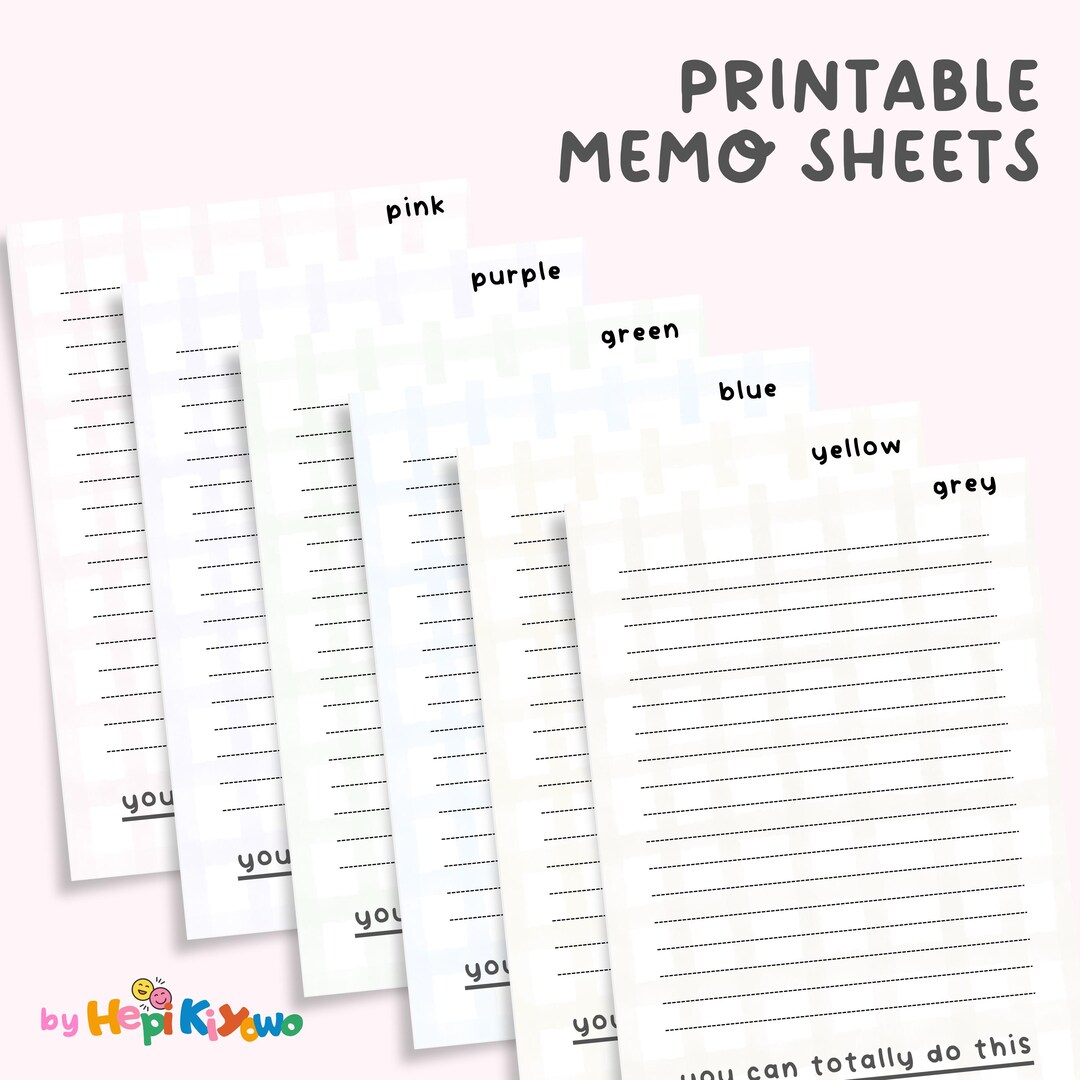 6 Color Lined Motivational Printable Memo Sheets - Etsy