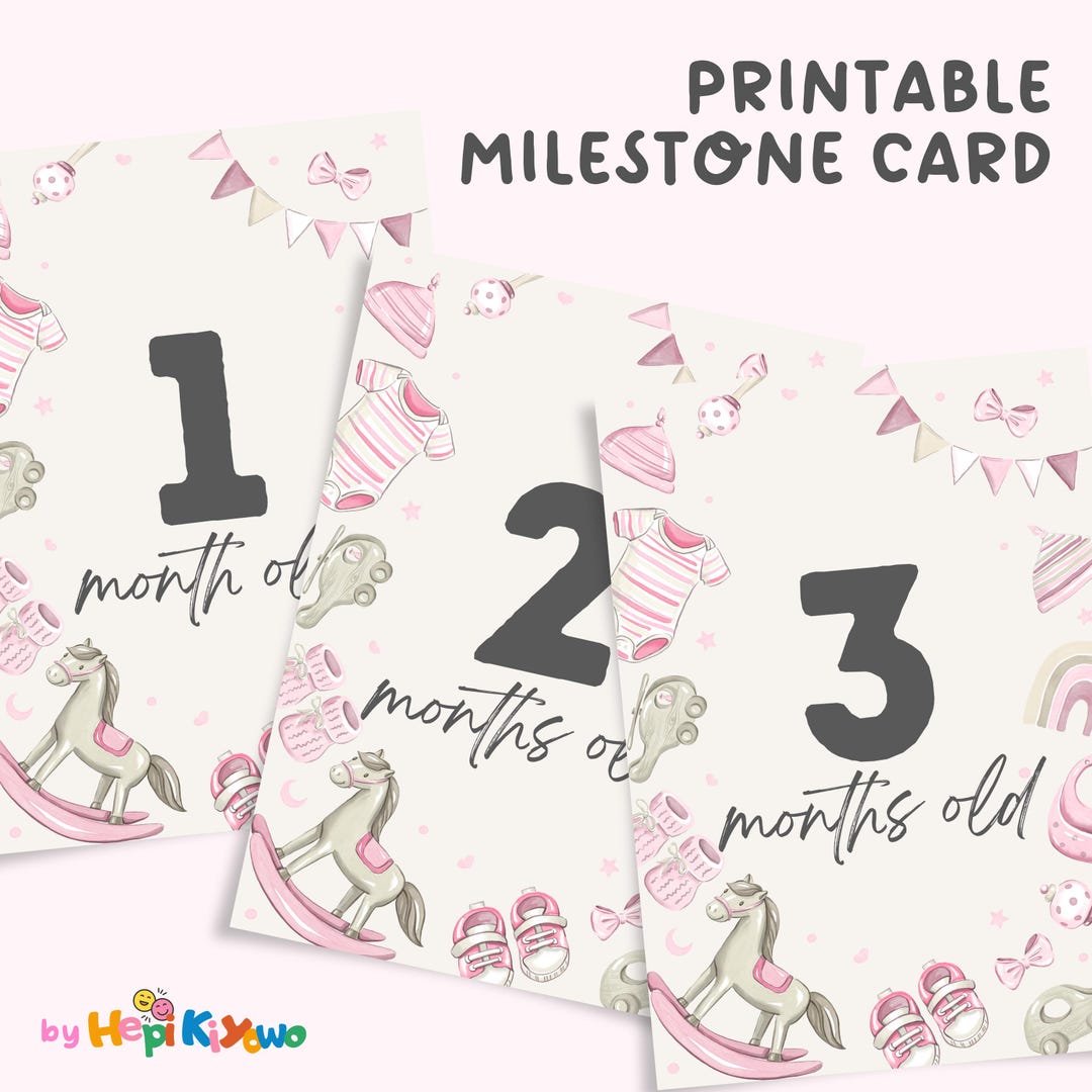 Nursery Toys Baby Milestone Cards Printable in Blue and Pink - Etsy