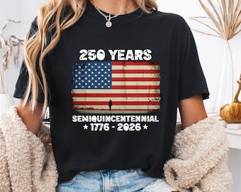 Semiquincentennial USA T-Shirt | Distressed American Flag, 1776-2026