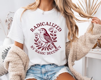 Floral Bird Graphic T-Shirt | Radicalized by Basic Decency, Comfort Colors