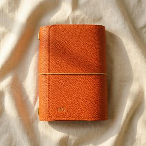 Tri-fold genuine leather notebook cover, travel notebook, cowhide textured diary set, A5 size replaceable inner pages, a gift for him.