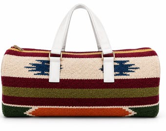 Bolsa de lona de chenilla de rayón – Diseño de rayas tribales multicolor