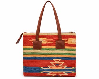 Bolso tote Kilim tejido a mano estilo suroeste