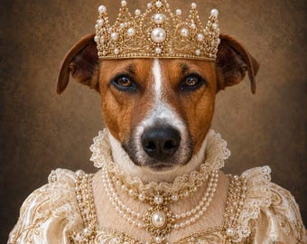 Custom Royal Dog or Cat Portrait, Personalized Renaissance Pet Art, King Queen Pet Painting, Digital Pet Gift