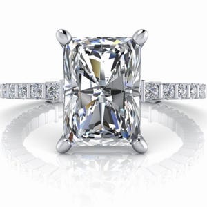 Diamond Engagement Ring, Certified 2.50 ct. Radiant Cut, Lab Grown, E Color, Thin Band