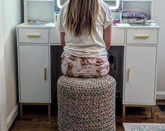 Vanity Stool, Makeup Table Chair, Washable Cover, Floor Stable, Ottoman, Foot Rest