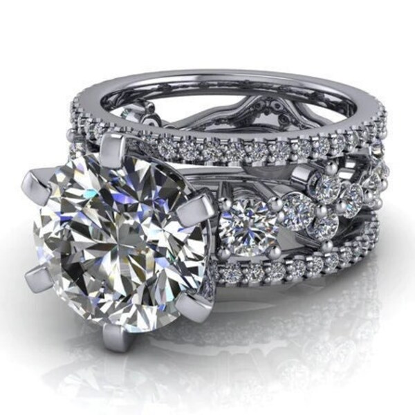 5.10 CTW Engagement Ring, 925 Silver, Custom Rings, Anniversary