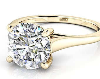 Solitaire Lab Diamond Engagement Ring Gold or Platinum, Certified, Lifetime Warranty 2.50 CTW