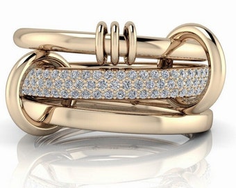 Diamond Connected Rings Set: Sterling Silver & Lab Grown Diamond Bands