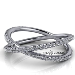 Women's Wedding Band Criss Cross Band Stacking Ring .30 ct Bel Viaggio Designs