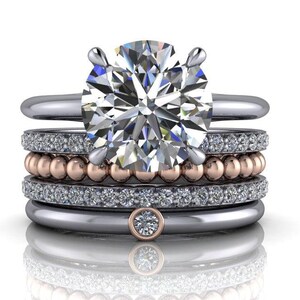 Moissanite Engagement Set, Stacking Set, Solitaire Engagement Ring ...