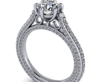 Lab Diamond Engagement Ring: 1.5ct Round Cut, Cathedral Setting, Certified Diamond