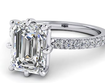 2.25 ctw Emerald Cut Certified Lab Grown Diamond Engagement Ring, 10kt, 14kt, Platinum