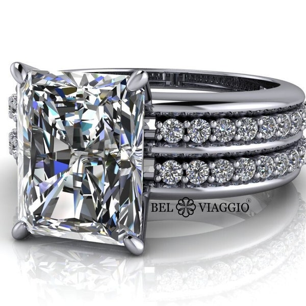 CZ Ring Custom Engagement Radiant Cut Proposal Ring Anniversary, Solid 925 Silver, 4.80ctw