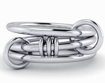 Sterling Silver Stacking Rings, Trendy Connected Rings, Two Tone