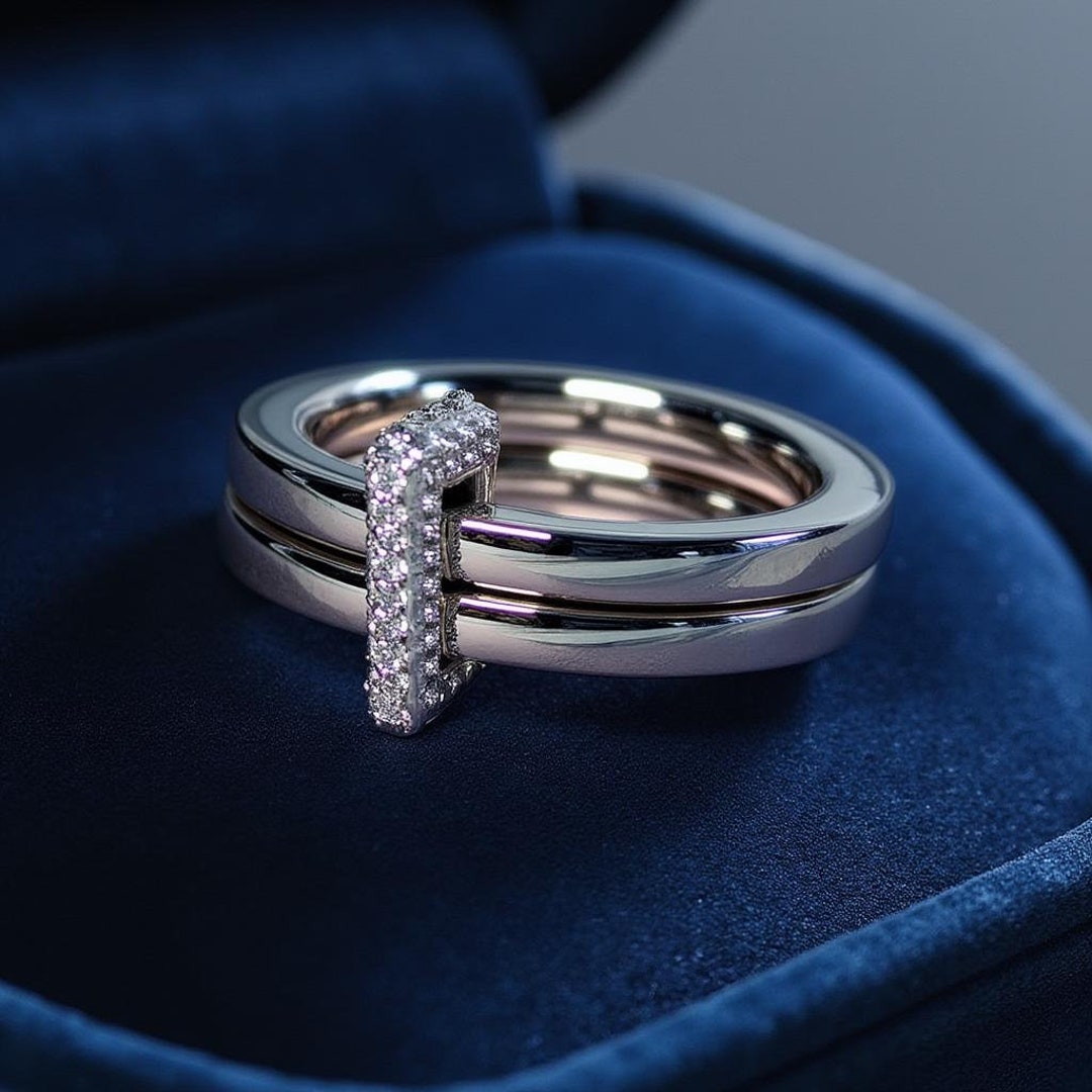 Diamond Connected Sterling Silver Rings: Multi-band Stacking Ring - Etsy