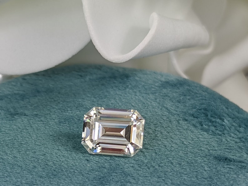4.93 ct .10 ct Diamond Alternative DEF Color Loose Moissanite Emerald Cut Forever One Colorless Moissanite