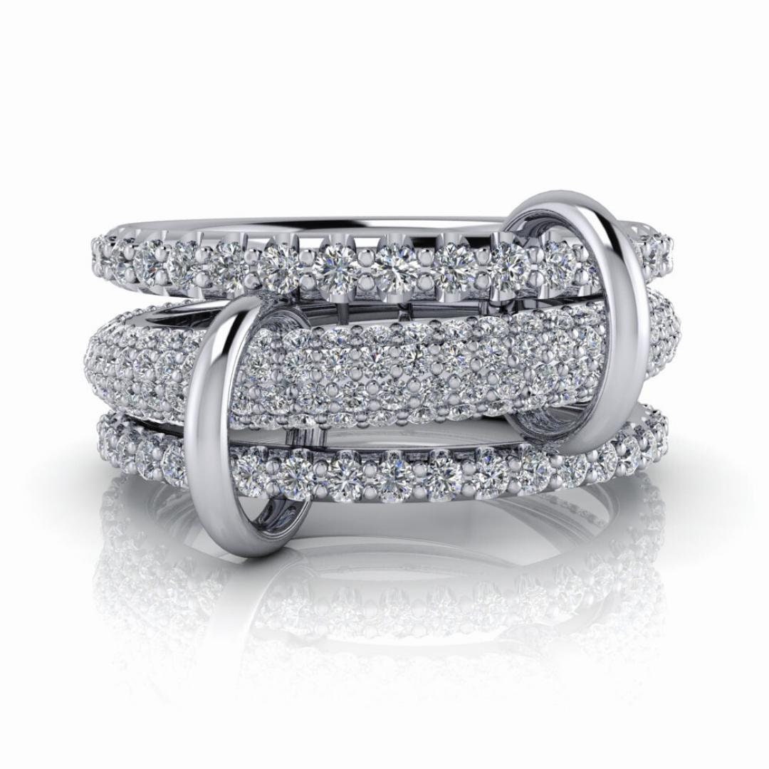 Linked Large Rings Diamond Connected Rings, Linked Together Gold Stacking Rings 2ctw - Etsy