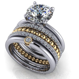 Moissanite Engagement Set, Stacking Set, Solitaire Engagement Ring ...