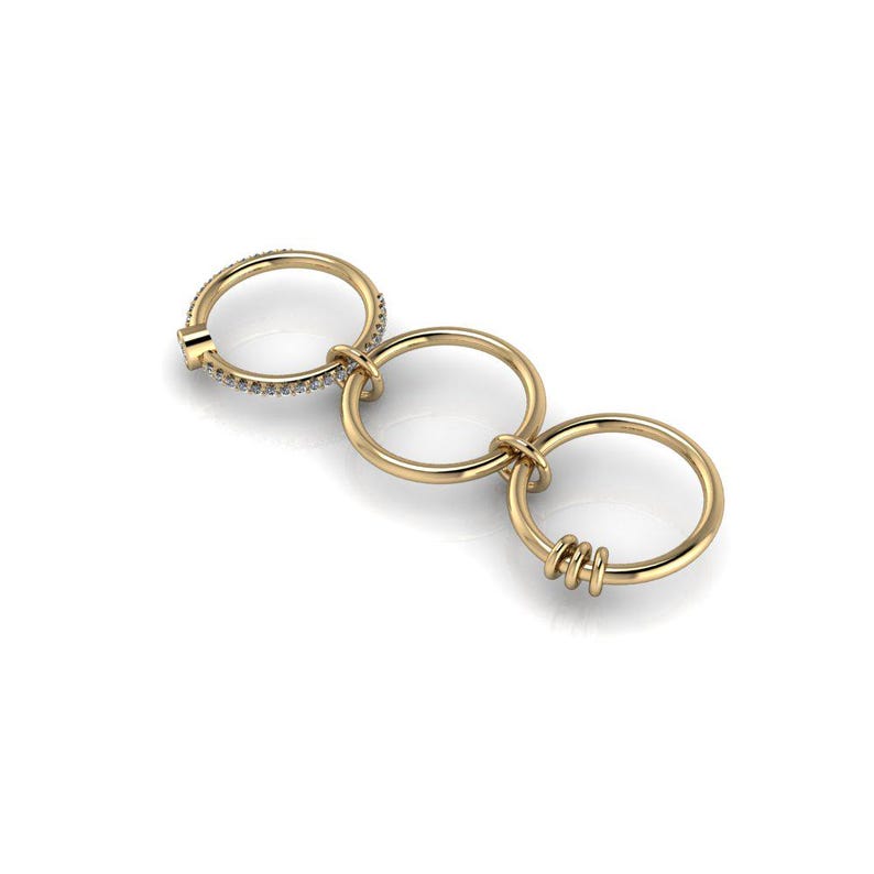Linked Diamond Rings, Connected Rings, Stacking Rings, Silver Rings - Etsy