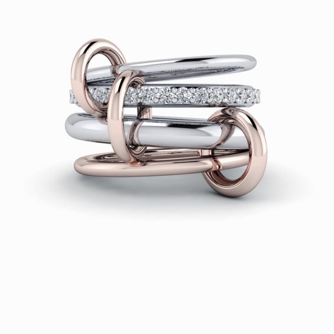 Free Use Linked Rings Inon Connected Ring Stack With Lab Diamonds, Designer Inspired Linked Rings ...