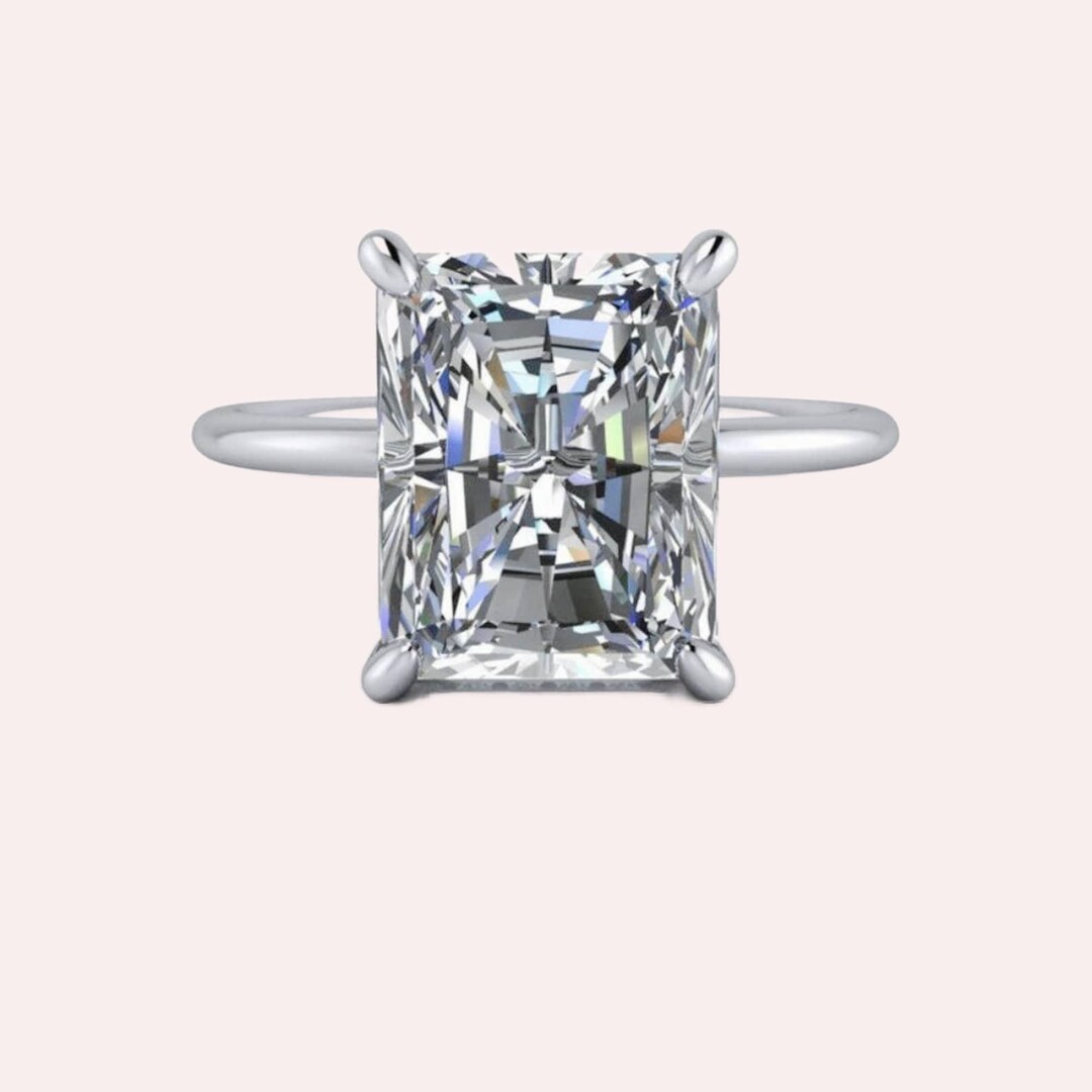 Radiant Cut Lab Diamond Engagement Ring With Hidden Halo, 3 Carat IGI ...