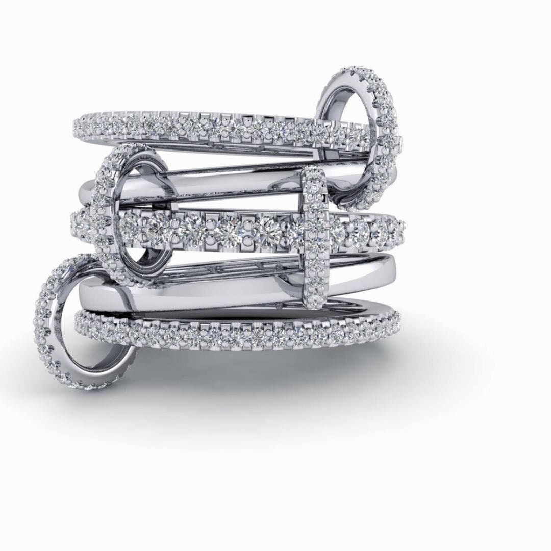 Silver Connected Rings, Stacking, Layering, Anniversary, Trendy Bands ...