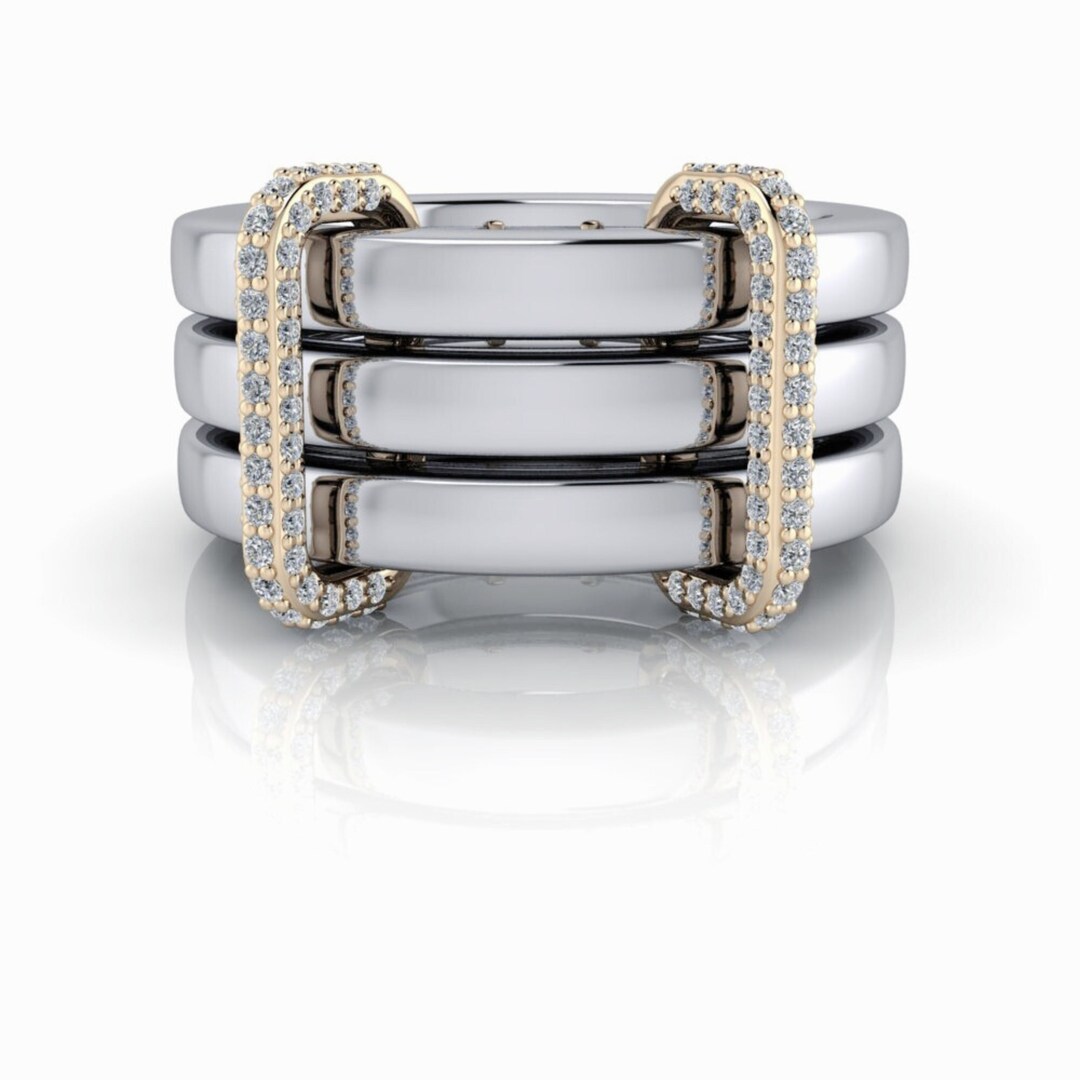 Diamond Connected Rings: Multi-band Stacking Ring With Lab Grown ...