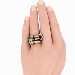 Connected Rings Sterling Silver, Stacking Rings, Chunky, Silver or Gold ...