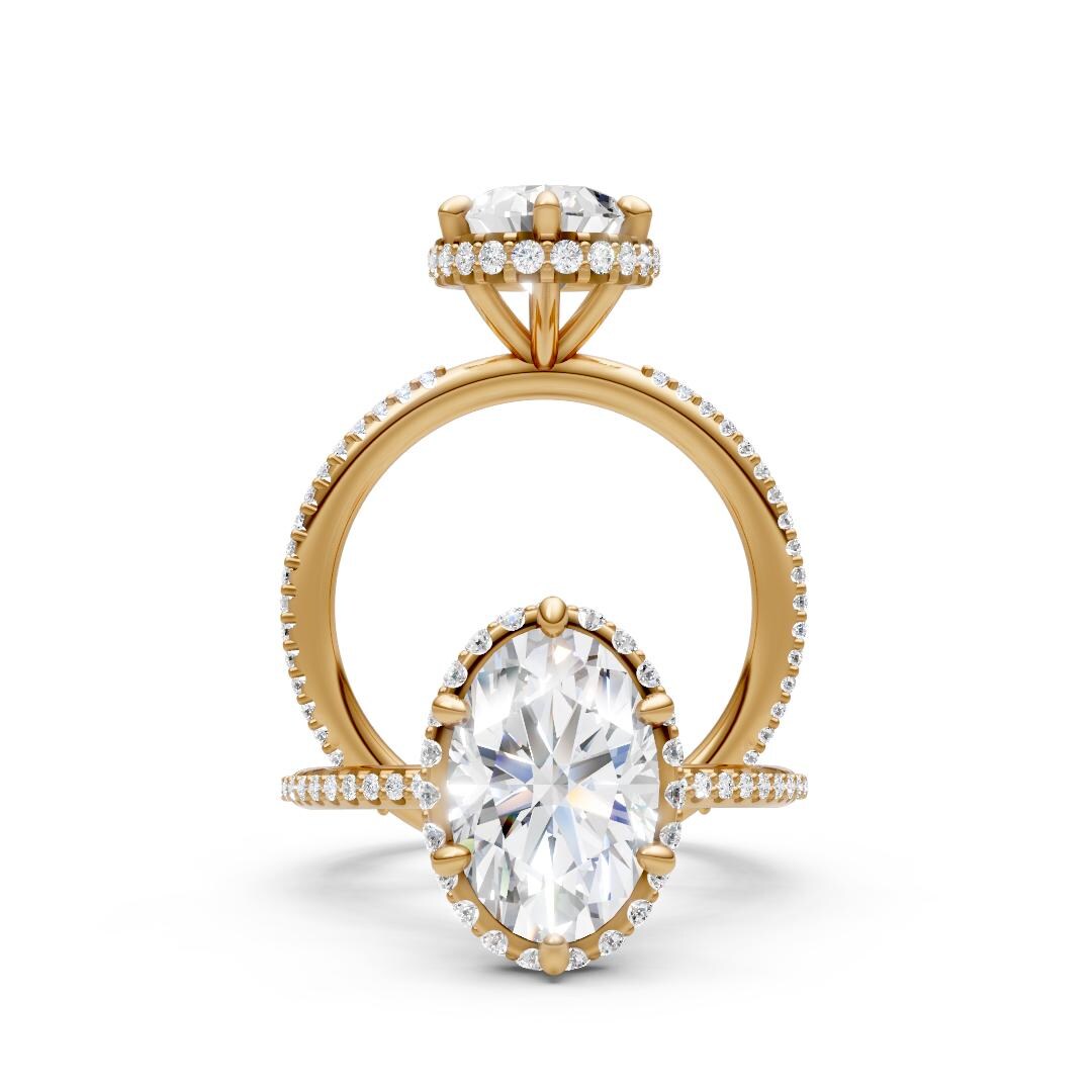 Oval Lab Grown Diamond Engagement Ring 2.5 Carat, IGI Certified Hidden ...