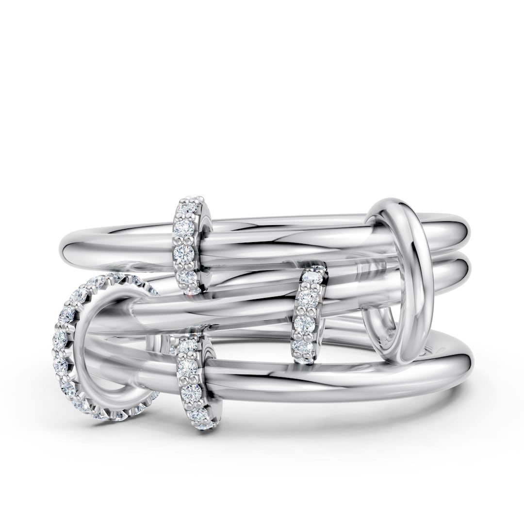 Interlinked Stackable Rings Connected Rings Lab Diamonds, Interlocking Bands, Stacking Set - Etsy