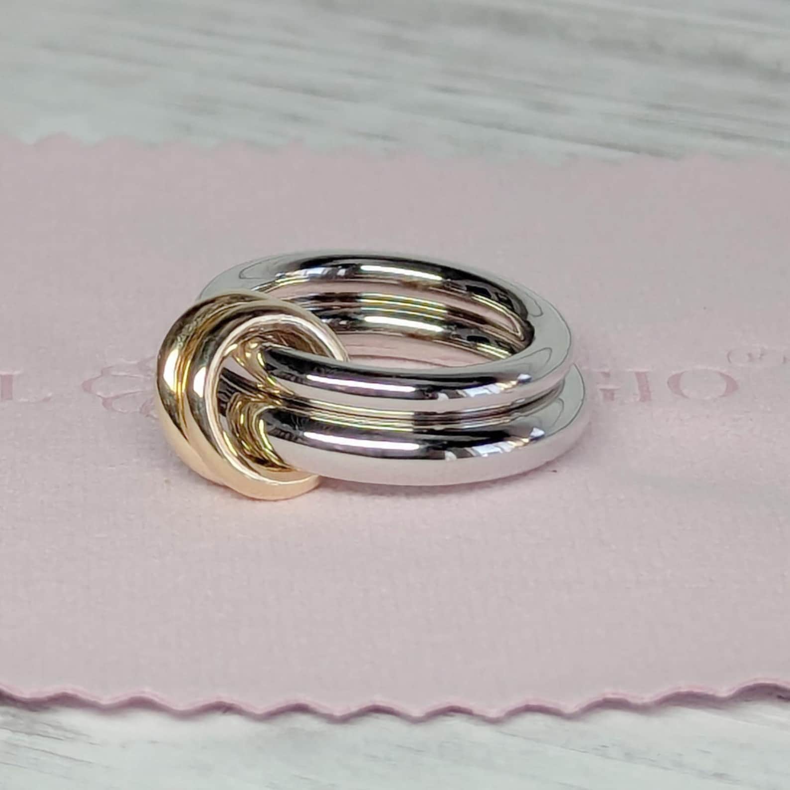 Connected Rings, Two Tone Multi-band Ring Sterling Silver Stacking ...