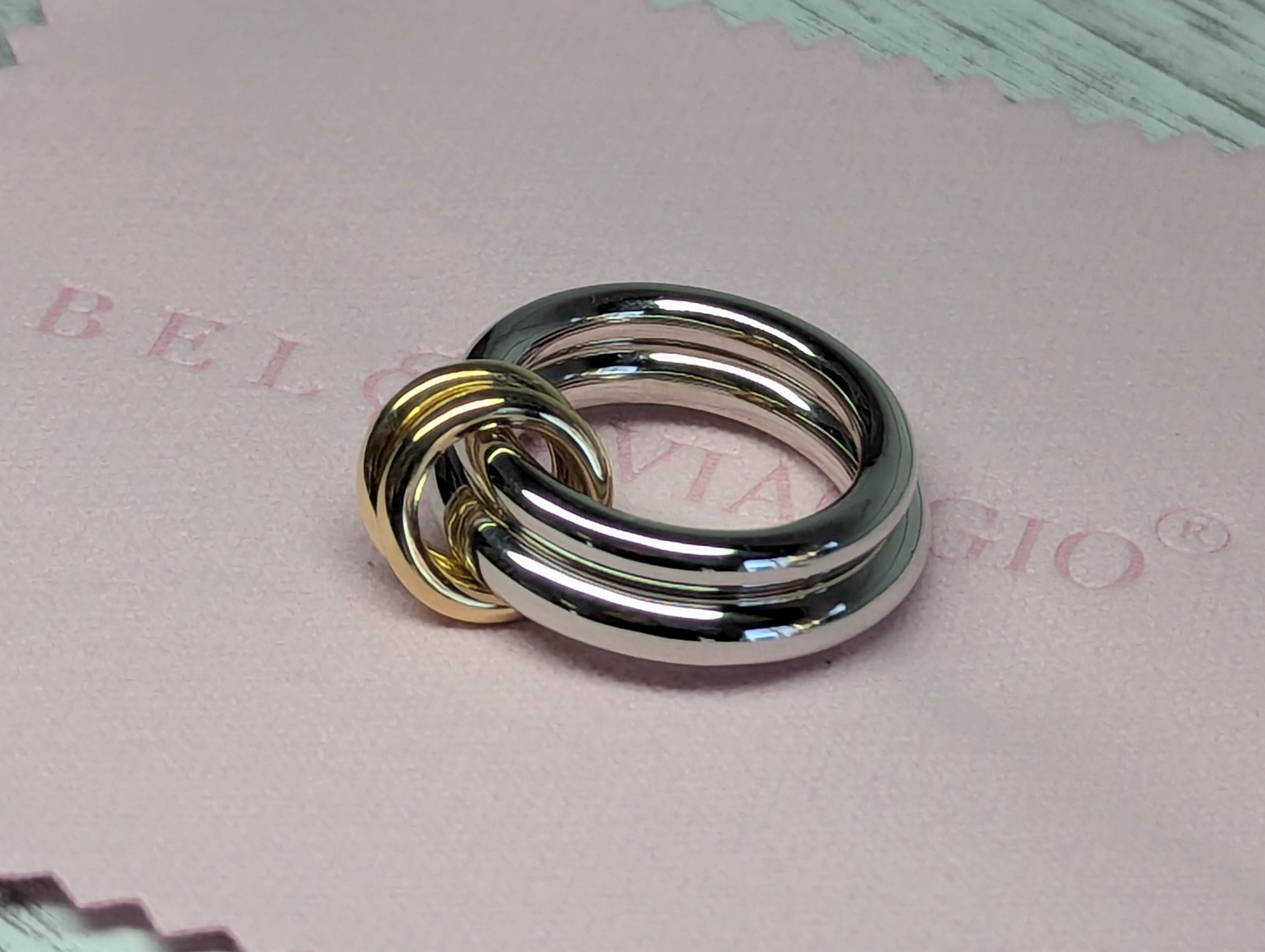 Connected Rings, Two Tone Multi-band Ring Sterling Silver Stacking ...
