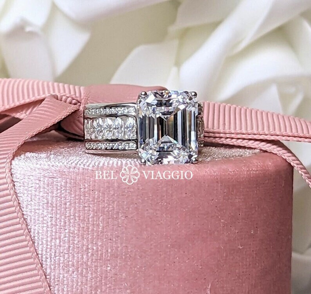 Custom Engagement Ring CZ Anniversary Ring Emerald Cut Etsy