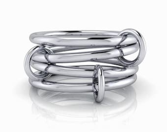 Sterling Silver & Gold Connected Rings - Layering Stacking Ring