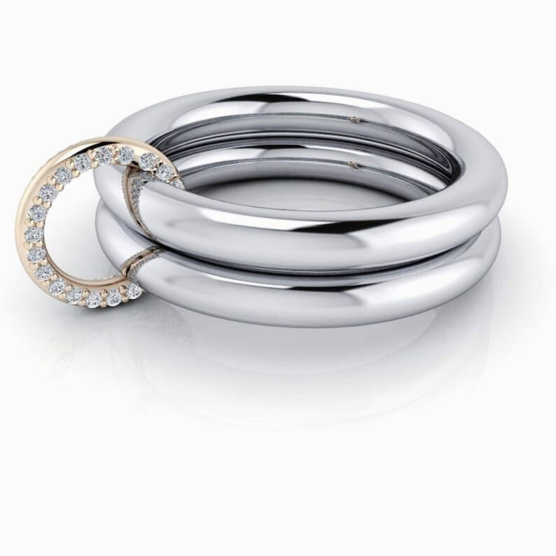 Connected Rings, Solid Silver Linked Rings, Trendy Stackers ...
