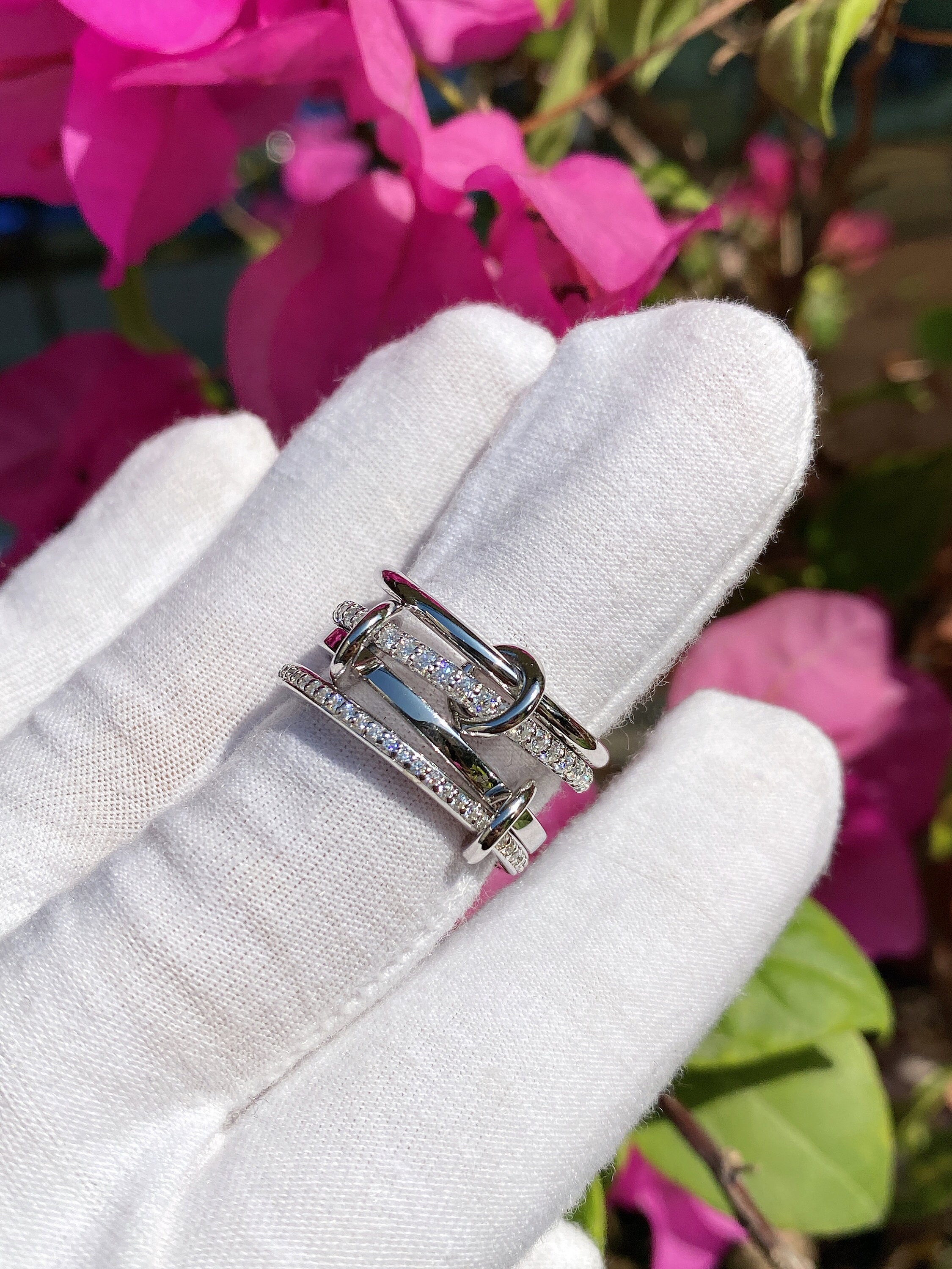 Connected Stacking Rings, Solid Gold Linked Rings, Diamond, Sterling ...